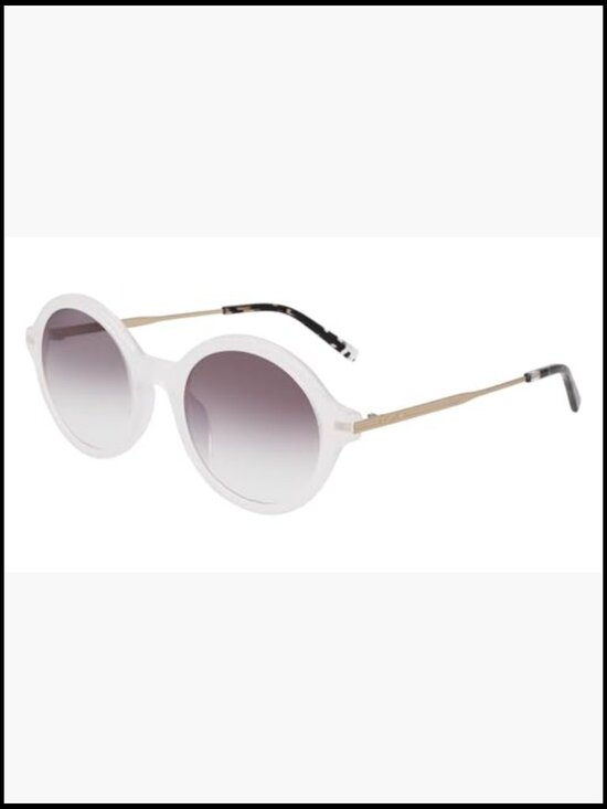 Round Sunglasses with Acetate Front and Metal Temples